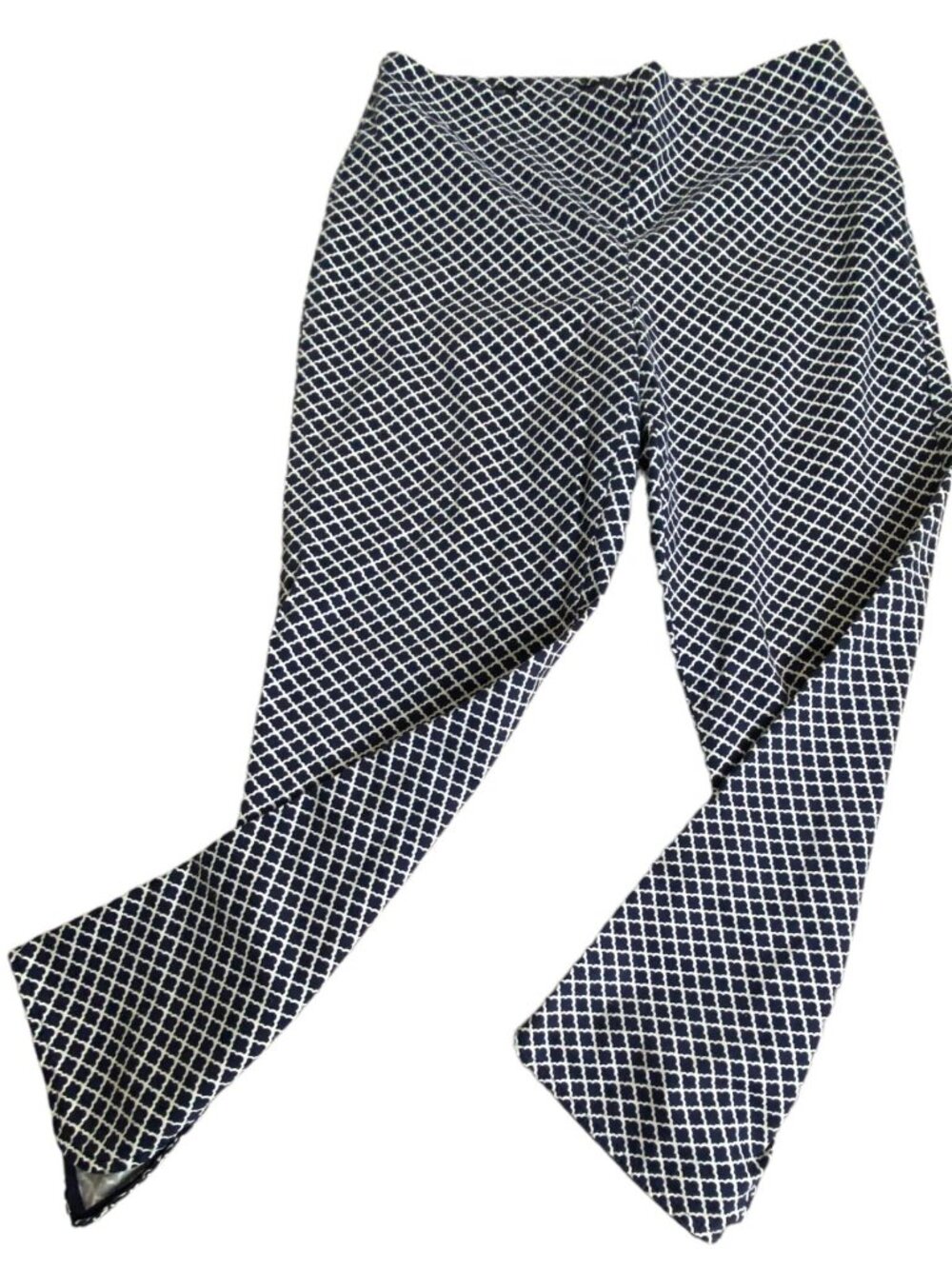 Talbots Cropped Pants Heritage Blue & White Geometric Print Women's Size 2
